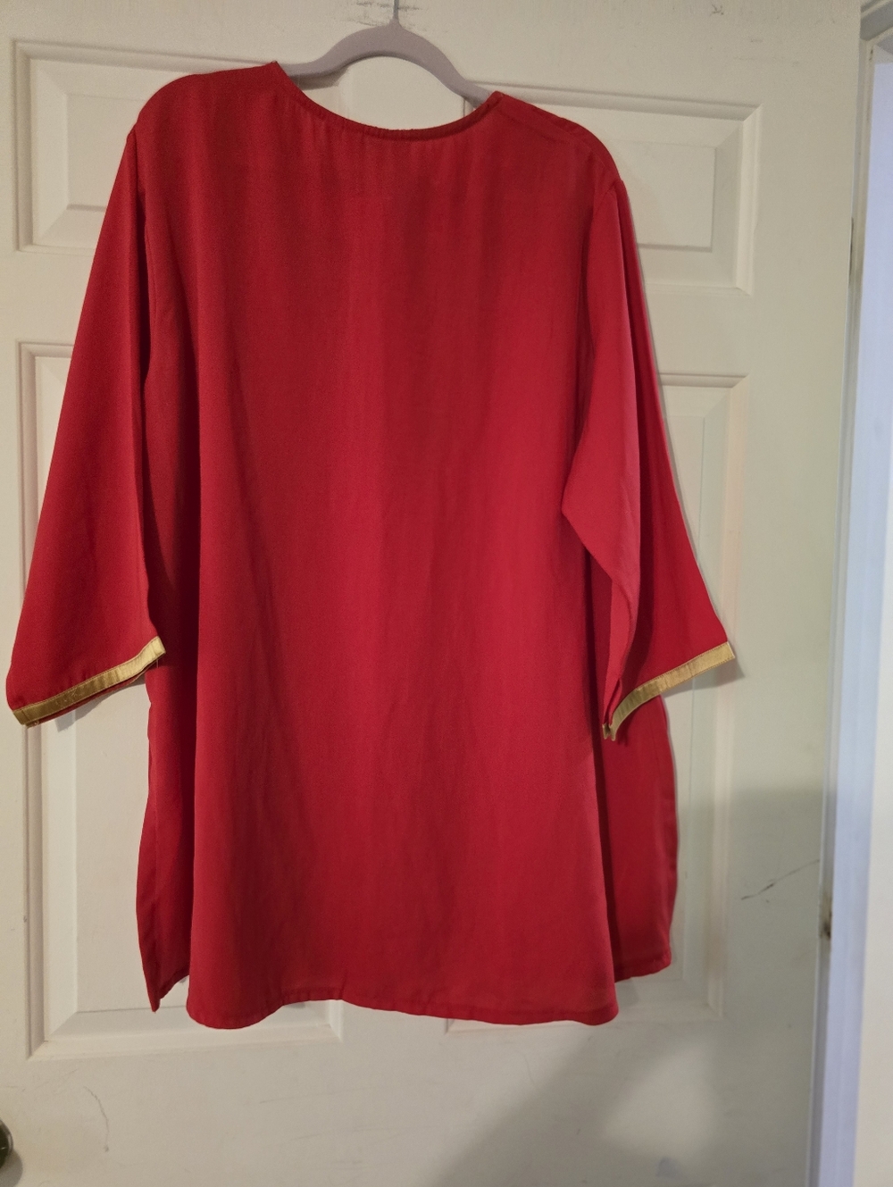 Asha Embroidered Red Women's Tunic Top - Picture 2 of 5